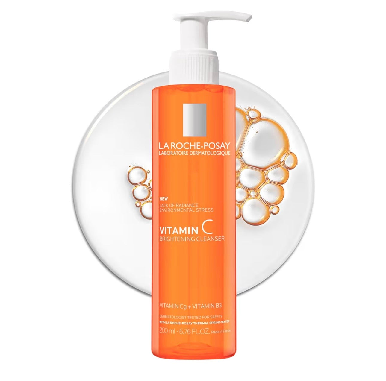 La Roche-Posay Vitamin C Brightening Face Wash, Gentle Foaming Facial Cleanser with Vitamin Cg and Vitamin B3 to Brighten and Even Skin Tone, Vitamin C Face Wash that Cleanses Dirt & Makeup, 200ml