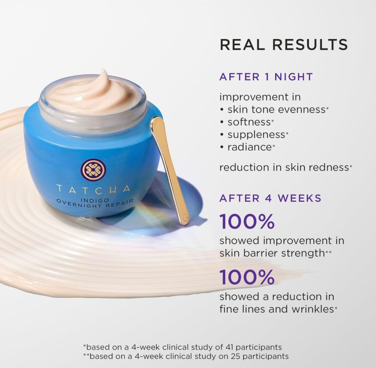 TATCHA Indigo Overnight Repair | Crema facial y tratamiento de suero, crema de noche sin fragancia