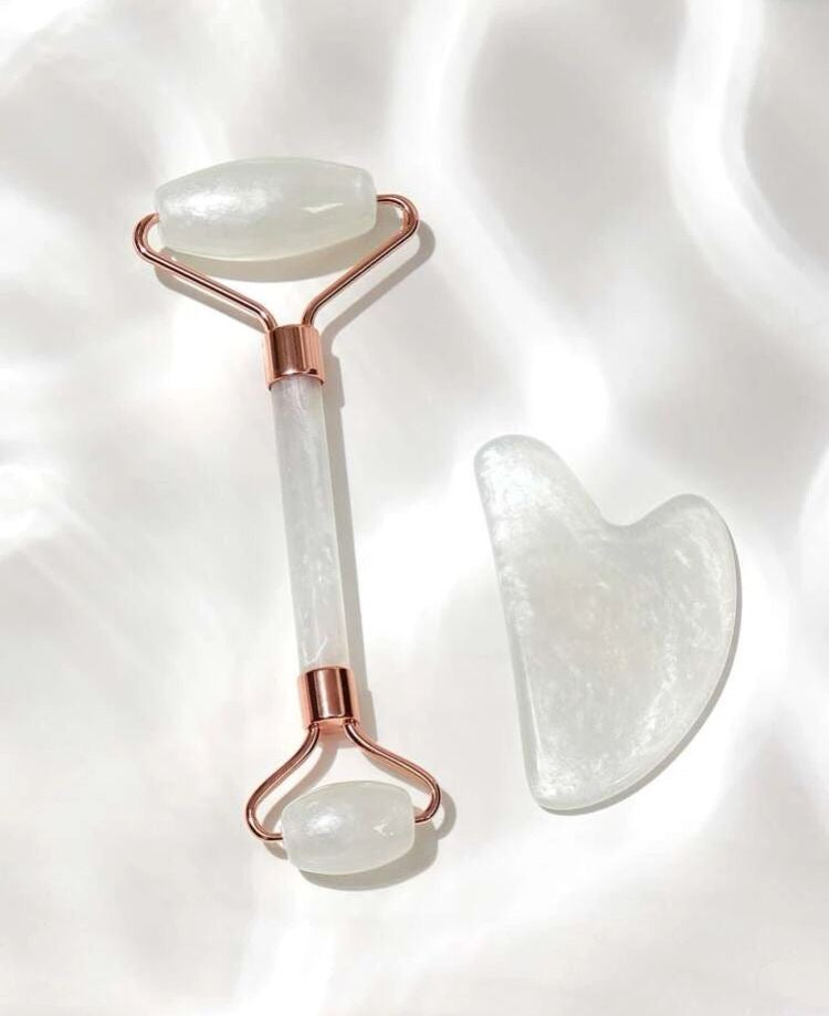 1 Set Rosa Gua Sha Roller, Junta De Raspado, Juego De Masaje Con Rodillo Sin Jade Para Belleza Facial