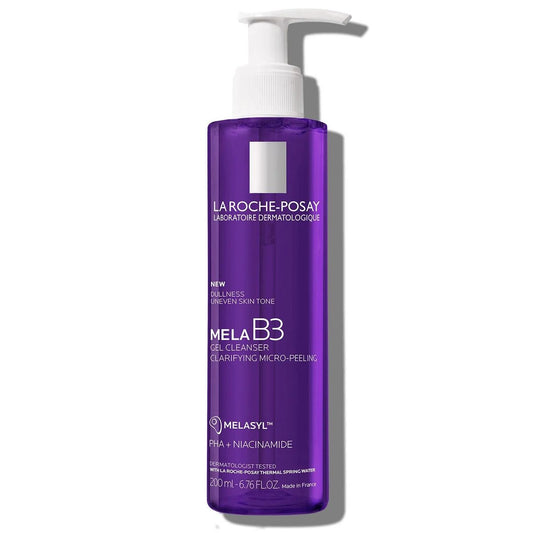 La Roche-Posay Limpiador en gel Mela B3, formulado con melasilo + niacinamida + PHA, lavado facial antienvejecimiento para decoloración, manchas oscuras y marcas postacné, corrector de manchas