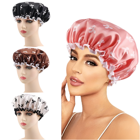 Gorra De Baño Doble Capa A Prueba De Agua Con Patrón De Lazo