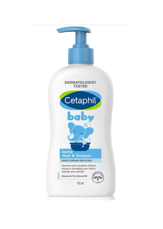 Cetaphil Baby Wash & Shampoo Plus Loción corporal, esenciales para la piel saludable, hidratación de la cabeza a los pies hasta 24 horas, para piel delicada y sensible