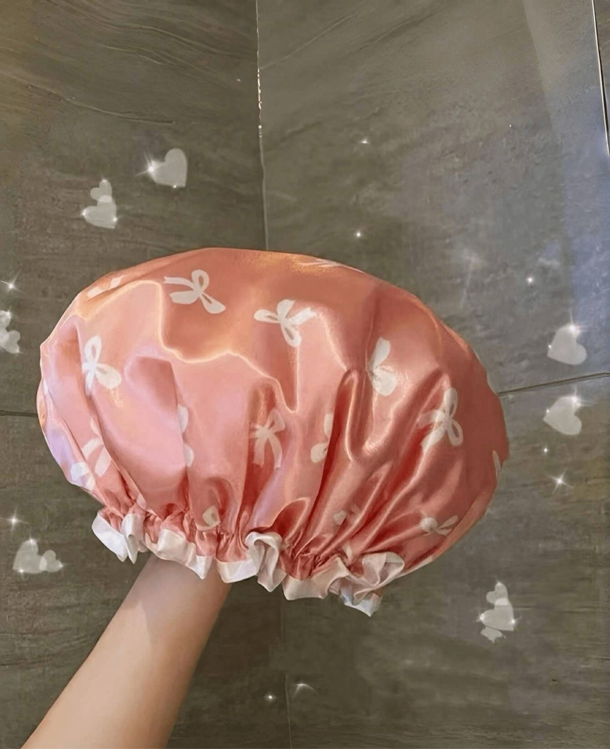 Gorra De Baño Doble Capa A Prueba De Agua Con Patrón De Lazo