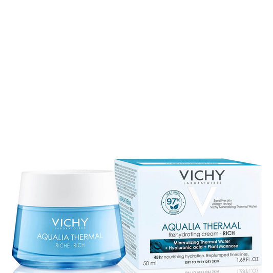 Vichy Aqualia - Hidratante facial térmico para piel seca, crema facial hidratante con origen natural hidratante ácido hialurónico hidratante para pieles sensibles 50ml