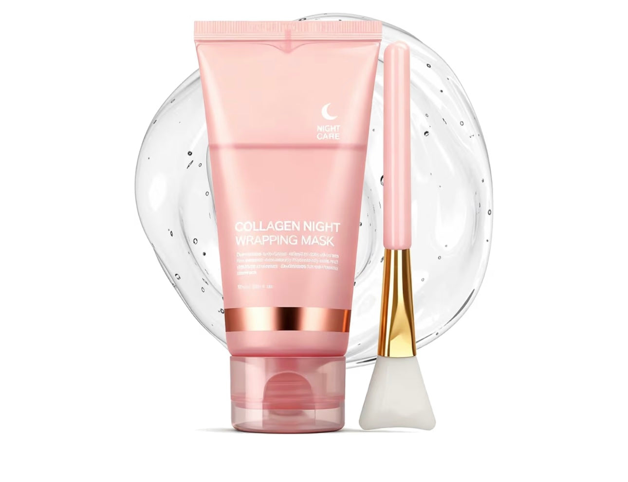 Máscara de envoltura nocturna de colágeno, máscara facial de vidrio de colágeno hidrolizado, reduce las líneas finas y la opacidad, máscara para dormir reafirmante y elástica, hidratante